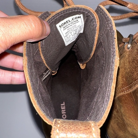 Sorel Cate Lace Heeled Bootie 8 Brown Nubuck Leather Upper Waterproof - Picture 3 of 5
